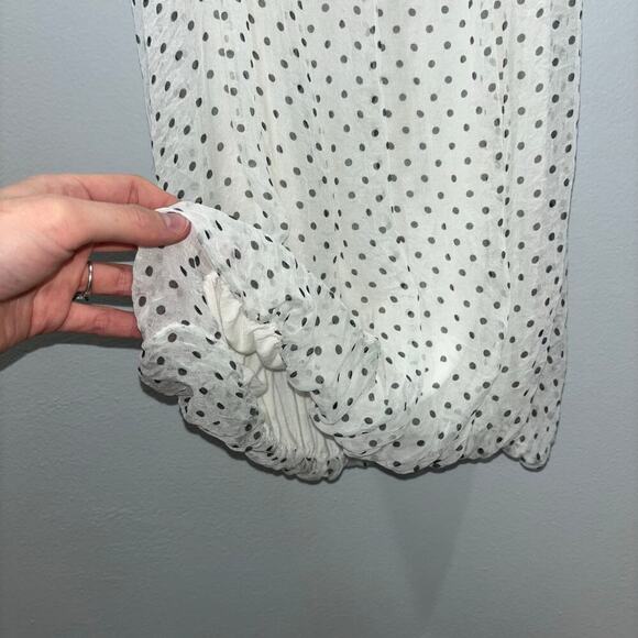 Luisa Ricci Made in Italy 100% Silk Polka Dot Ruffle Sleeve Blouse Size Small - Picture 6 of 11
